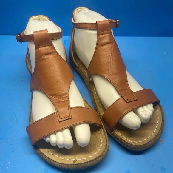 RARE Aintap Leather Turkish Strappy Sandals Flats Size 37 US 6.5 - Picture 1 of 11
